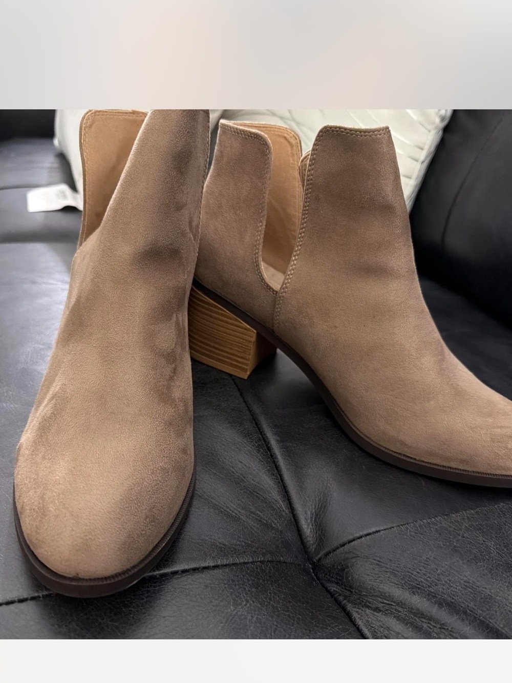 Journee Collection Taupe Suede Cutout Ankle Booties